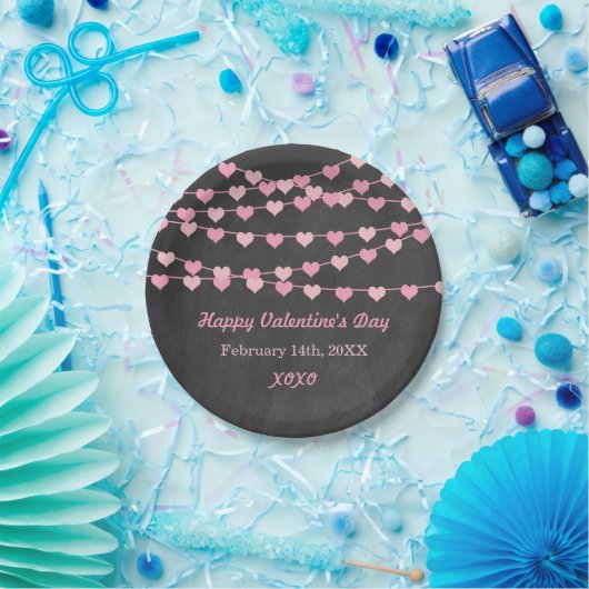 Chalkboard String Love Heart Happy Valentine Day Papieren Bordje (Feest)