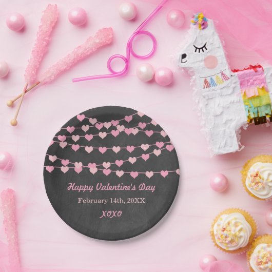 Chalkboard String Love Heart Happy Valentine Day Papieren Bordje (Feest)