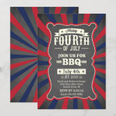 Chalkboard Stripe 4e juli Kaart (Voorkant / Achterkant)