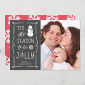 Chalkboard Style Be Jolly Snowman Christmas Kaart (Voorkant / Achterkant)