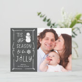 Chalkboard Style Be Jolly Snowman Christmas Kaart (Staand voorkant)