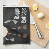 Chalkboard Style Blue Snowman Briefkaart Design Theedoek (Quarter Fold)