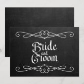 Chalkboard Style "Bride and Groom" Wedding Sign. (Voorkant / Achterkant)