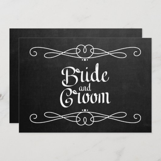 Chalkboard Style "Bride and Groom" Wedding Sign. (Voorkant / Achterkant)