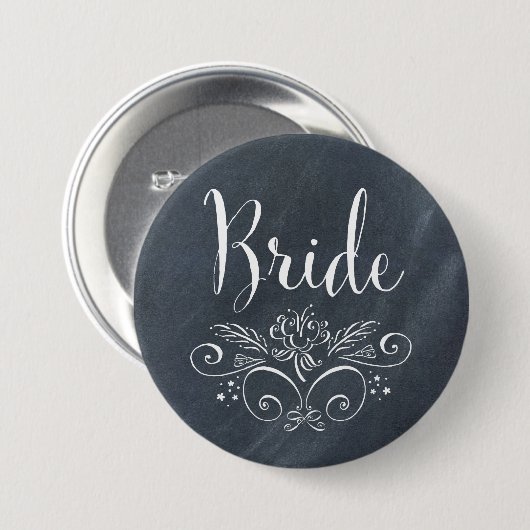 Chalkboard Style Bride-Button Ronde Button 7,6 Cm (Voorkant /achterkant)