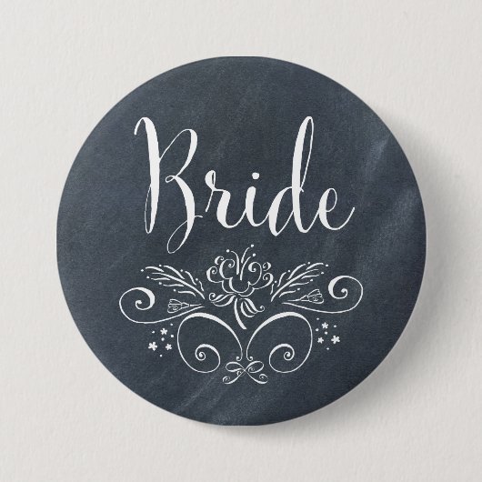 Chalkboard Style Bride-Button Ronde Button 7,6 Cm (Voorkant)