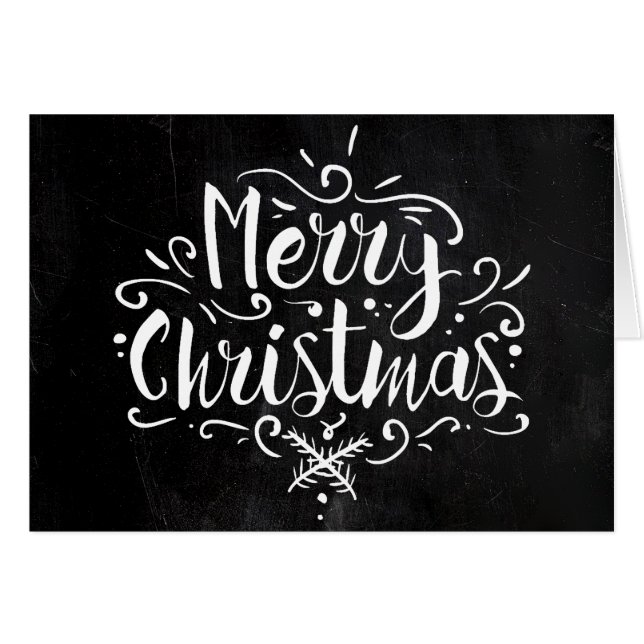 Chalkboard Style Christmas Kaart - Zwart/Wit (Voorkant Horizontaal)
