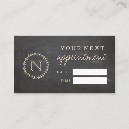 Chalkboard Style Elegant Monogram Appointkaart Visitekaartje (Voorkant)
