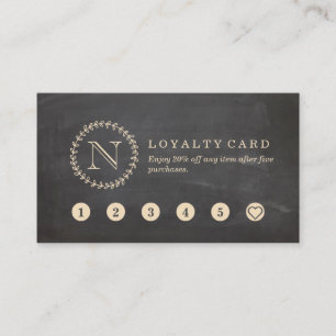 Chalkboard Style Elegant Monogram Loyalty Card Visitekaartje
