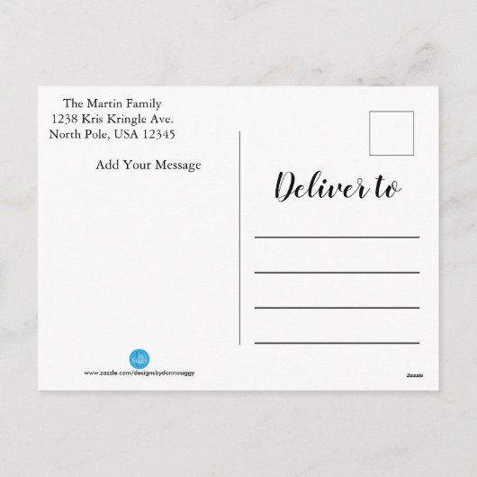 Chalkboard Style Green Snowman Postcard Feestdagenkaart (Achterkant)