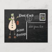 Chalkboard Style Green Snowman Postcard Feestdagenkaart (Voorkant)