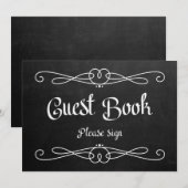 Chalkboard Style "Guest Book" Wedding Sign Kaart (Voorkant / Achterkant)