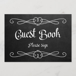 Chalkboard Style "Guest Book" Wedding Sign Kaart