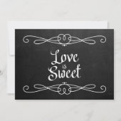 Chalkboard Style "Love is Sweet" Weddenschap Kaart (Voorkant)