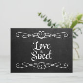 Chalkboard Style "Love is Sweet" Weddenschap Kaart (Staand voorkant)