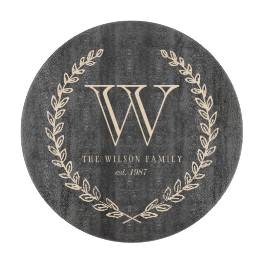 Chalkboard Style Monogram Cutting Board Snijplank (Voorkant)