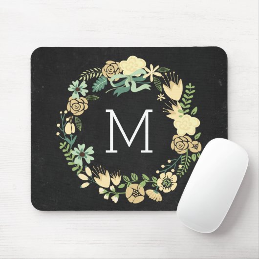 Chalkboard Style Monogram Mousepad Muismat (Met muis)