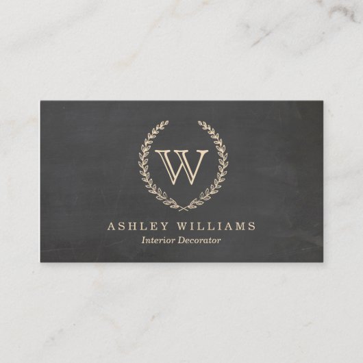Chalkboard Style Monogram Visitekaartjes (Voorkant)