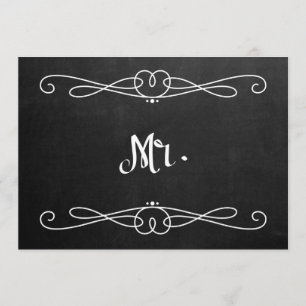 Chalkboard Style "Mr." Bodemonderteken voor bruilo Kaart