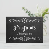 Chalkboard Style "Programs" Wedding Sign Kaart (Staand voorkant)