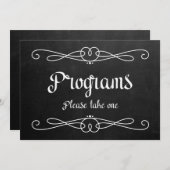 Chalkboard Style "Programs" Wedding Sign Kaart (Voorkant / Achterkant)