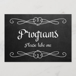 Chalkboard Style "Programs" Wedding Sign Kaart