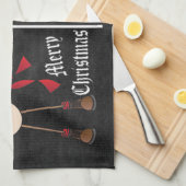 Chalkboard Style Red Snowman Briefkaart Design Theedoek (Quarter Fold)