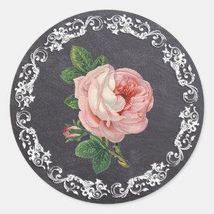 Chalkboard Style Roos elegant Ronde Sticker
