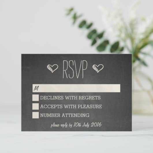 Chalkboard Style RSVP (Staand voorkant)