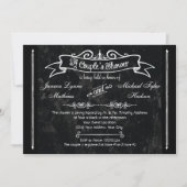 Chalkboard Style Rustic Swirl Couples Shower Kaart (Voorkant)