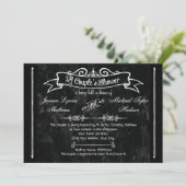 Chalkboard Style Rustic Swirl Couples Shower Kaart (Staand voorkant)