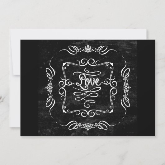 Chalkboard Style Rustic Swirl Couples Shower Kaart (Achterkant)
