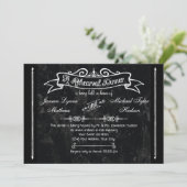Chalkboard Style Rustic Swirl Rehearsal Dinner Kaart (Staand voorkant)