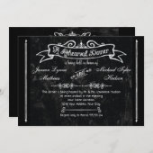 Chalkboard Style Rustic Swirl Rehearsal Dinner Kaart (Voorkant / Achterkant)