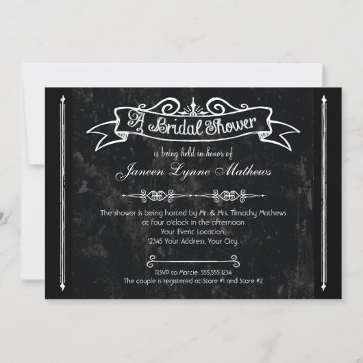 Chalkboard Style Rustic Swirl Vrijgezellenfeest Ka Kaart (Voorkant)