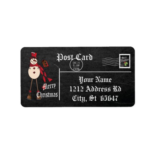 Chalkboard Style Snowan Etiket (Voorkant)