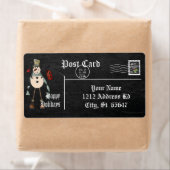 Chalkboard Style Snowman - Blauw Etiket (Insitu)