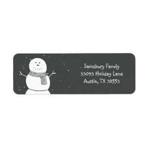 Chalkboard Style Snowman-kerstkaart Etiket