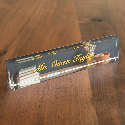 Chalkboard-Style Teacher Desk Nameplate Naambordje (Zijkant)