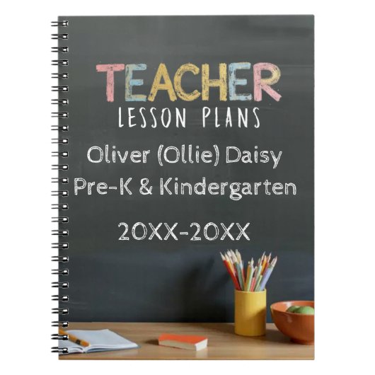 Chalkboard-Style Teacher Lesson Plan Notebook Notitieboek (Voorkant)