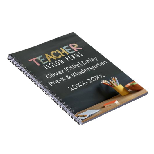 Chalkboard-Style Teacher Lesson Plan Notebook Notitieboek (Rechterzijde)
