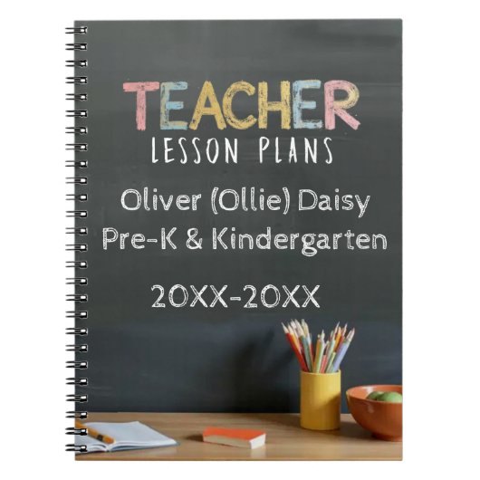 Chalkboard-Style Teacher Lesson Plan Notebook Notitieboek (Voorkant)