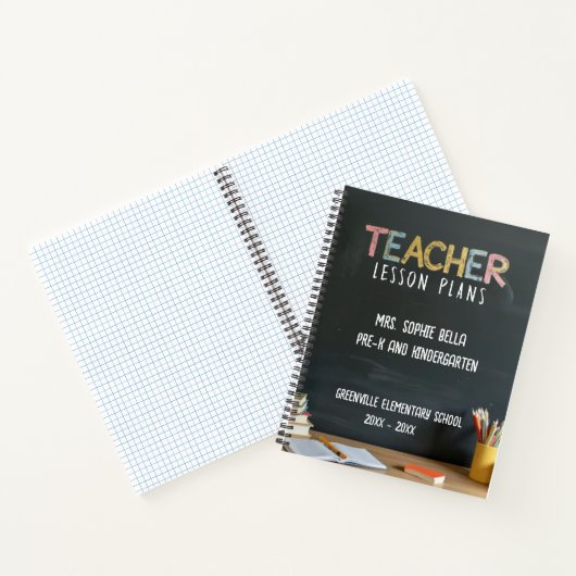 Chalkboard-Style Teacher Lesson Planner Notitieboek (Binnen)