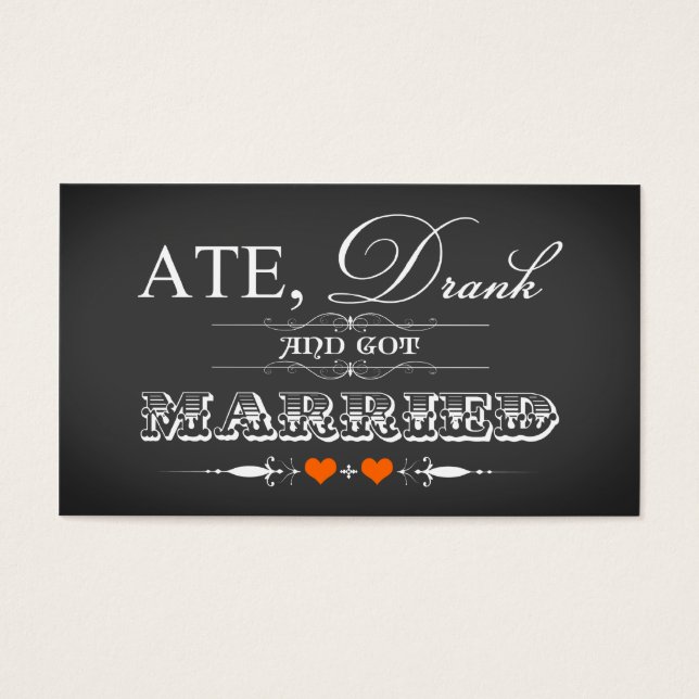  Chalkboard Style Wedding Favor Label Sinaasappel Visitekaartjes (Voorkant)
