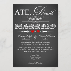 Chalkboard Style Wedding Reception nodigt slechts  Kaart