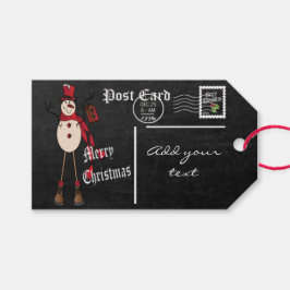 Chalkboard Styled Snowman Briefkaart Cadeaulabel