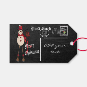 Chalkboard Styled Snowman Briefkaart Cadeaulabel