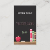 Chalkboard Sub Teacher Verticaal Contact Kaarten Visitekaartje (Voorkant)