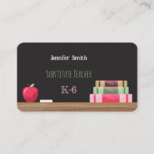 Chalkboard Substitute docent Rond Contact Kaart Visitekaartje (Voorkant)