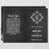 Chalkboard Sugar Skull Flourish Wedding Programs (Voorkant / Achterkant)